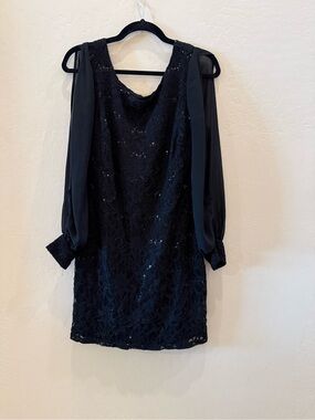 Scarlett Black Lace Long Sleeve Cocktail Dress #P185
